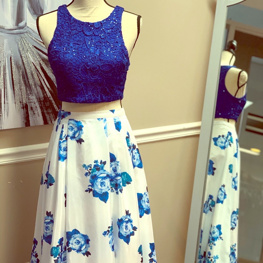 Two Piece Royal Floral Gown
